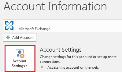 Outlook 2016 Account Information