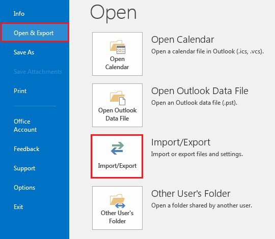 Outlook Open & Export