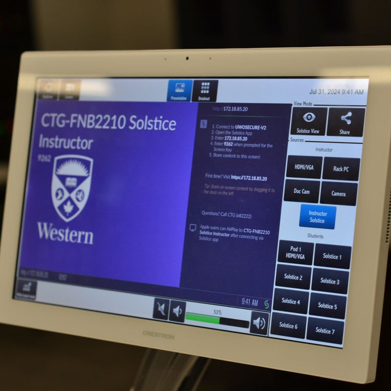 Crestron touchscreen interface found in FNB 2210