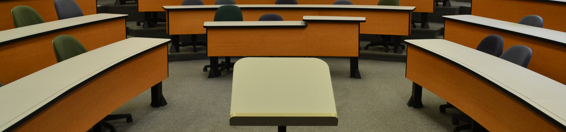 In front of the Lectern, looking at an empty room