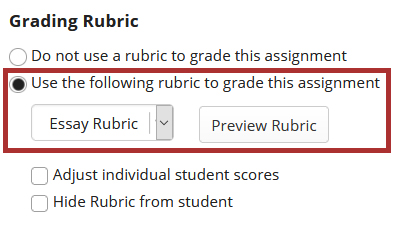 A rubric being used on a short answer quiz question