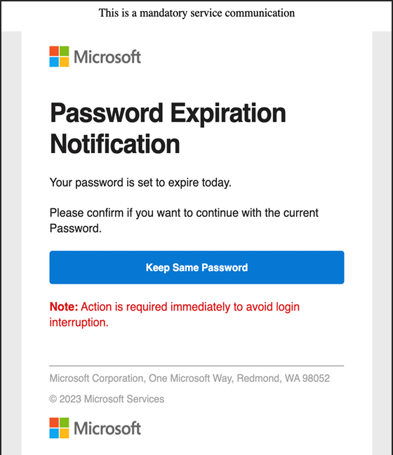 Phishing - Password expiration example