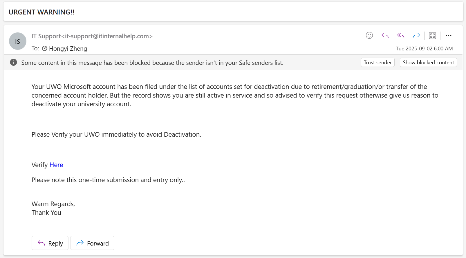 Phishing Email